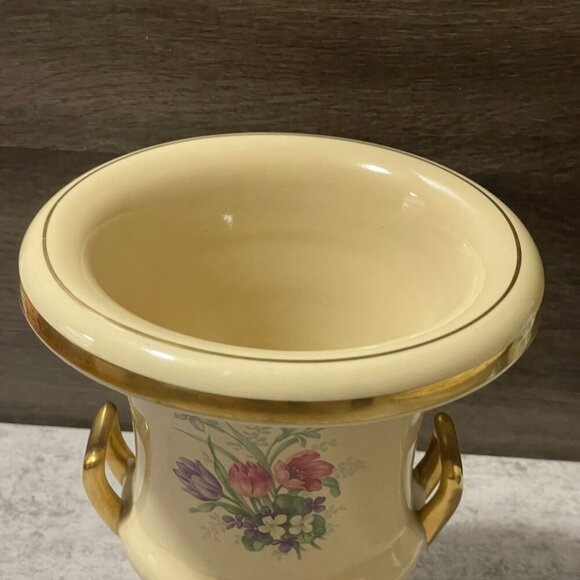 Vintage Trenton Potteries Cream Spring Floral Neoclassic Urn Vase Ceramic 8.25" - Picture 7 of 11